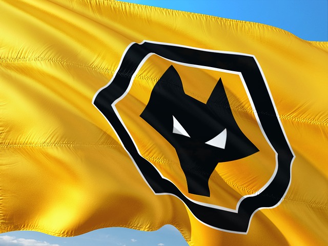 Wolverhampton football logo on a flag