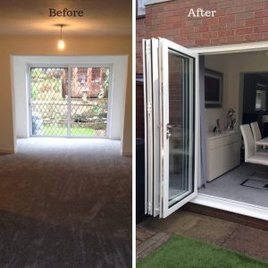 Before and after white upvc patio doors
