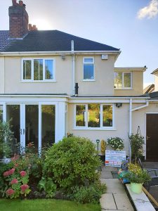 White uPVC casement window installation