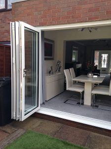 White upvc bifold door exterior