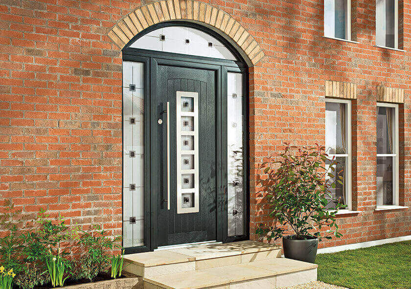 black composite front door