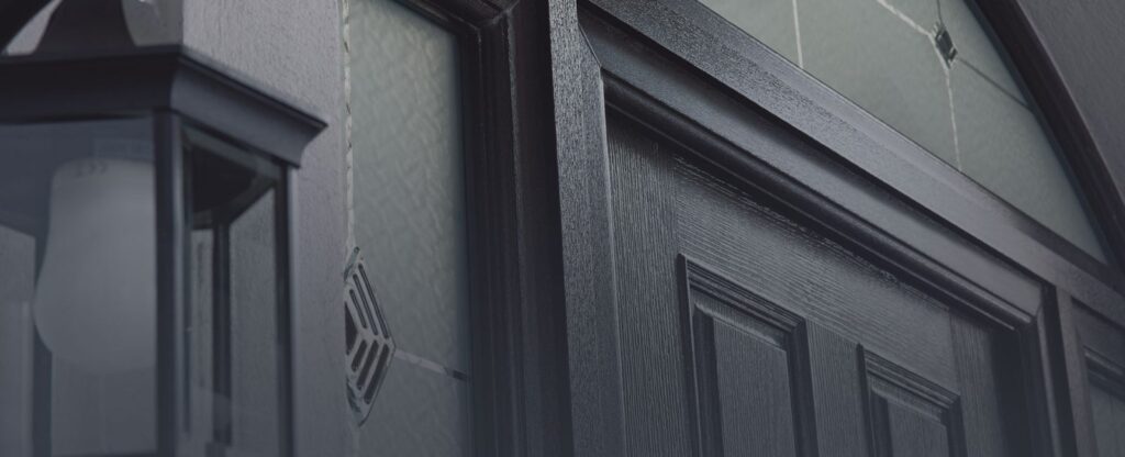 black composite door close up corner in Sedgley